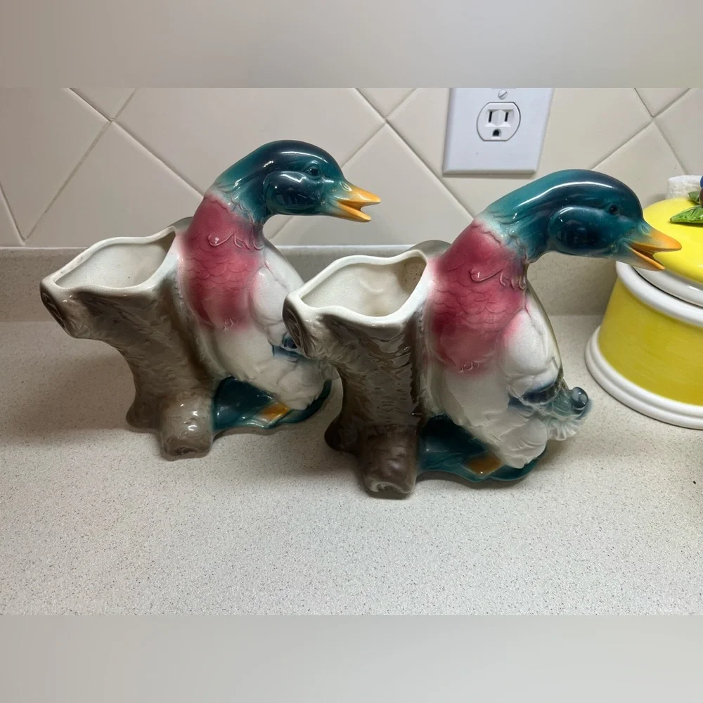 Vintage Royal Copley Mallard Duck Planter - Mid Century Modern - Set of 2